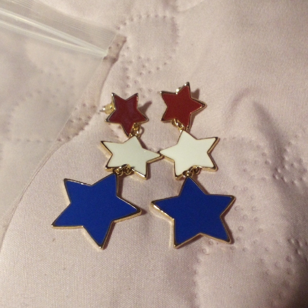 New! Star Shaped Earrings in Red, White, and Blue